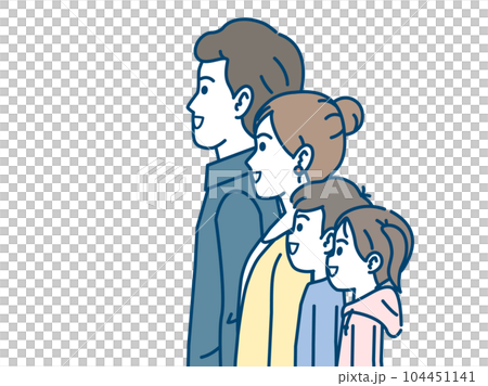 一家人面朝側面的插圖 104451141