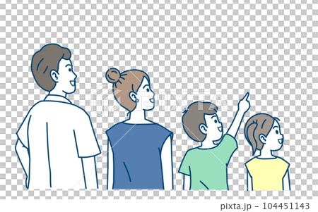 後ろを向いた家族のイラスト 104451143