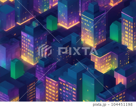 夜の都市景観　AI生成画像 104451198