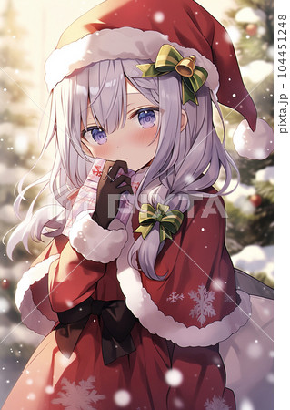 クリスマスにサンタの赤い衣装を着た女の子 AI画像のイラスト素材 [104451248] - PIXTA