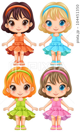 Adorable Girl in Cute Dress Vector Adorable Girl in Cute Dress Vector 104451350