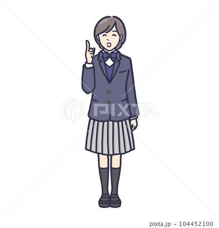ポイントを説明する制服を着た女子学生のイラスト ポイントを説明する制服を着た女子学生のイラスト 104452100