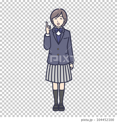 ポイントを説明する制服を着た女子学生のイラスト ポイントを説明する制服を着た女子学生のイラスト 104452100