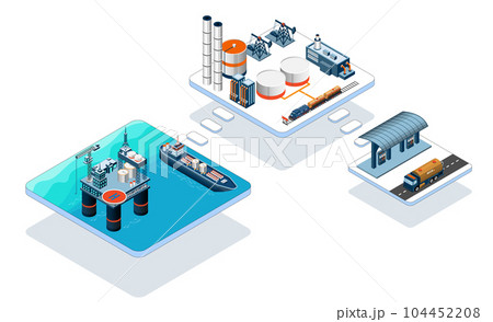 Gas and oil industry platform Banner with Outbuildings, Oil storage tank. Poster Brochure Flyer Design, Vector Illustration eps10 Gas and oil industry platform Banner with Outbuildings, Oil storage tank. Poster Brochure Flyer Design, Vector Illustration eps10 104452208