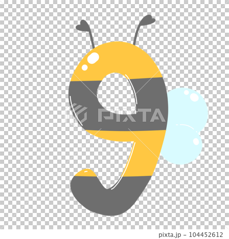 Buzzing with Cuteness: Hand-drawn Bee Lettering Illustration 104452612