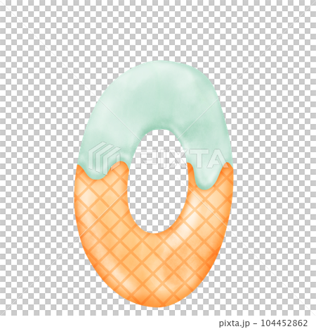 Numberic alphabet illustration watercolor ice cream. 104452862