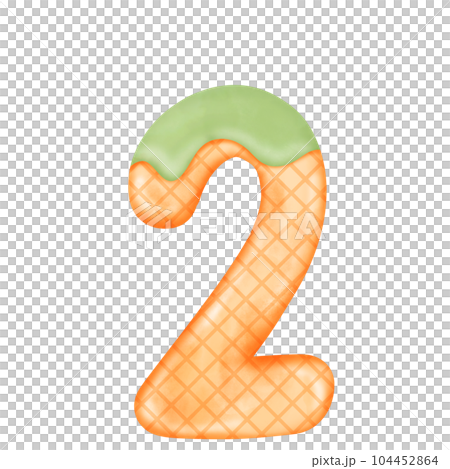 Numberic alphabet illustration watercolor ice cream. 104452864