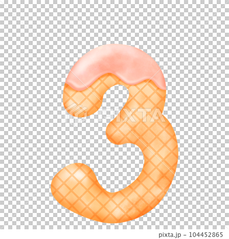 Numberic alphabet illustration watercolor ice cream. 104452865