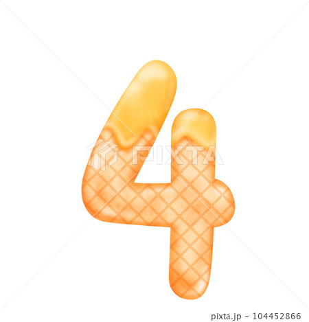 Numberic alphabet illustration watercolor ice cream. 104452866