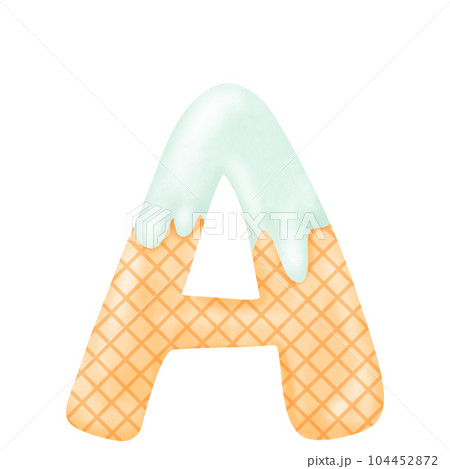 Watercolor alphabet illustration ice cream. 104452872