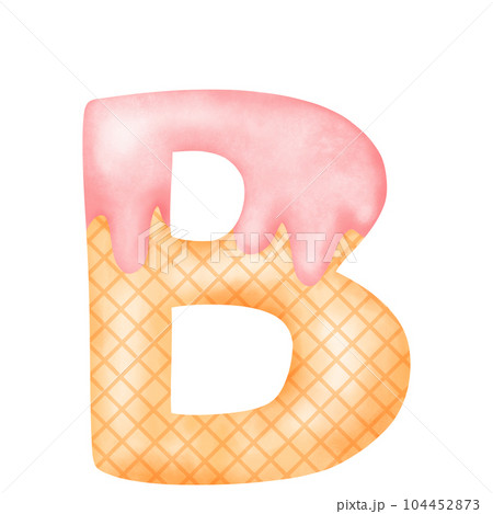 Watercolor alphabet illustration ice cream. 104452873