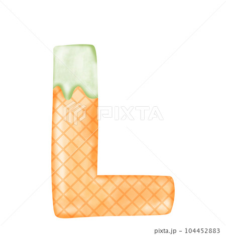 Watercolor alphabet illustration ice cream. 104452883