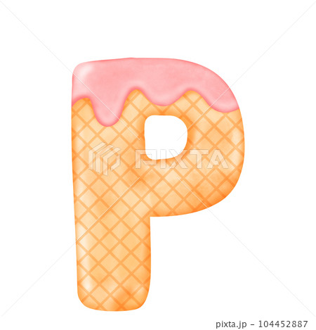 Watercolor alphabet illustration ice cream. 104452887