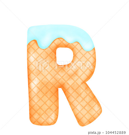 Watercolor alphabet illustration ice cream. 104452889