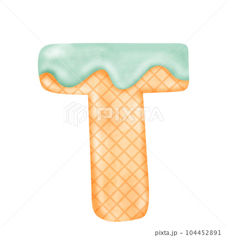 Watercolor alphabet illustration ice cream. 104452891