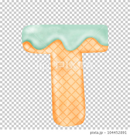 Watercolor alphabet illustration ice cream. 104452891