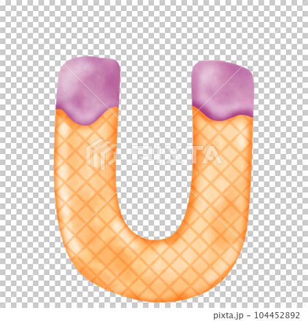 Watercolor alphabet illustration ice cream. 104452892