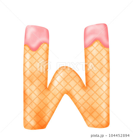 Watercolor alphabet illustration ice cream. 104452894