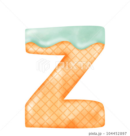 Watercolor alphabet illustration ice cream. 104452897