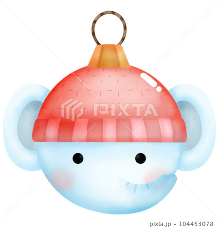 Watercolor Handdrawn Cute Animal Christmas Ball. Watercolor Handdrawn Cute Animal Christmas Ball. 104453078