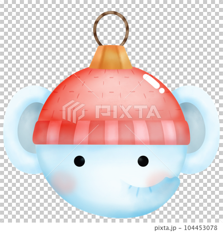 Watercolor Handdrawn Cute Animal Christmas Ball. Watercolor Handdrawn Cute Animal Christmas Ball. 104453078
