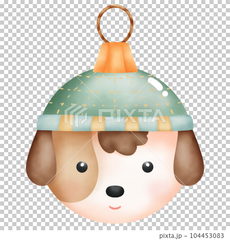 Watercolor Handdrawn Cute Animal Christmas Ball. Watercolor Handdrawn Cute Animal Christmas Ball. 104453083