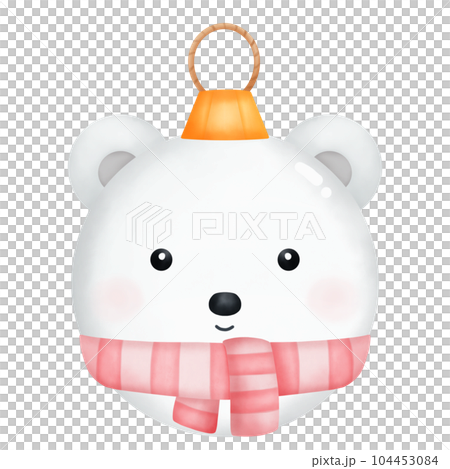 Watercolor Handdrawn Cute Animal Christmas Ball. 104453084