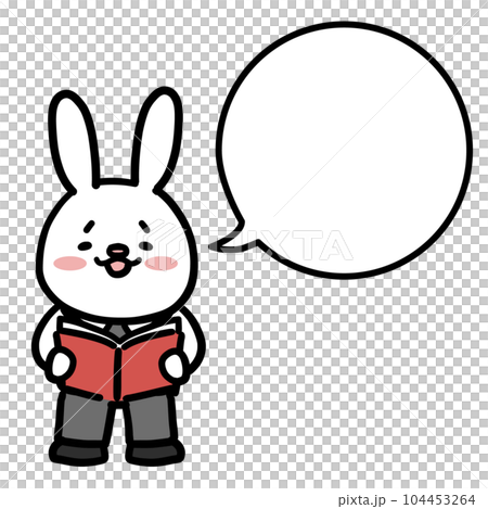 Illustration of a reading rabbit and a speech bubble 104453264