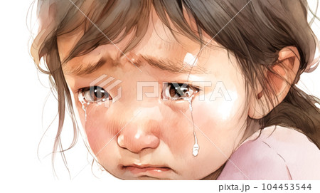 泣いている女の子の水彩イラスト「AI生成画像」 104453544