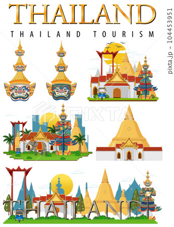 Bangkok Thailand Landmark Logo Banner 104453951