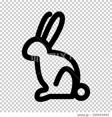 十二支、卯、兎を表すラインスタイルのアイコン 104454445