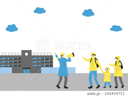 避難する家族 避難する家族 104454751