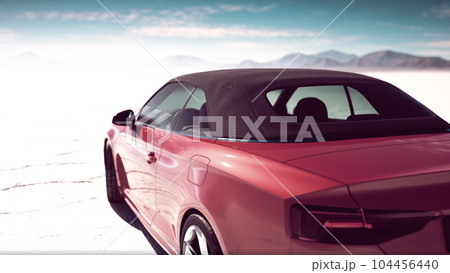 Close up detail of sport car in salt desert Close up detail of sport car in salt desert 104456440