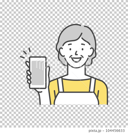 A housewife showing a smartphone screen 104456633