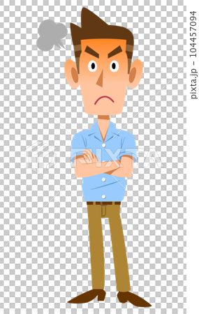 一個穿著短袖襯衫、表情憤怒的男人 104457094