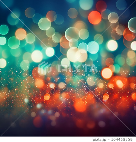 Abstract Christmas background with bokeh, blue orange gradient. Merry Christmas Happy New Year concept. AI generated 104458559
