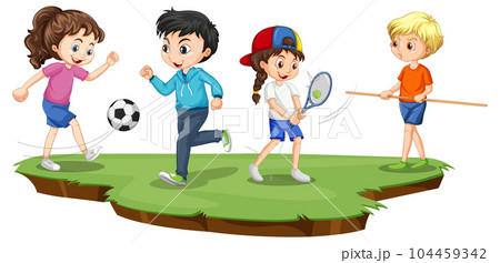 Happy children playing different sports 104459342