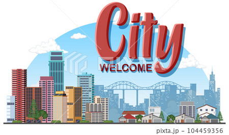 Urban landscape with high skyscrapers 104459356