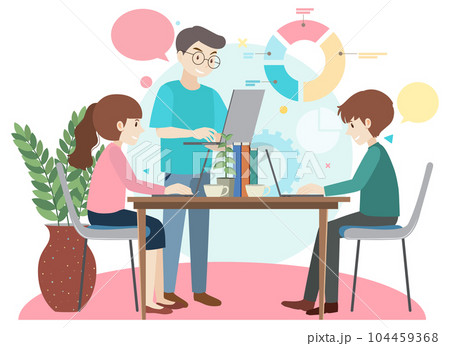 Working characters flat design for web banner 104459368