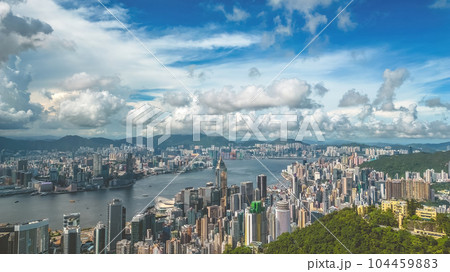 June 26 2023, the landscape of victoria harbour in HK 104459883