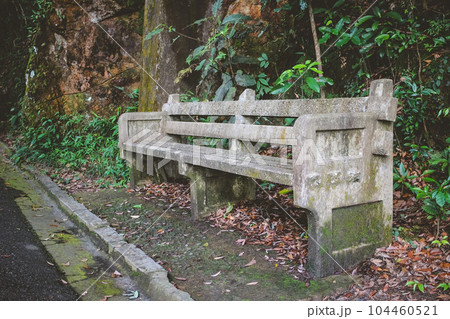 June 26 2023, stone seat with stunning views along Lugard Road, hk June 26 2023, stone seat with stunning views along Lugard Road, hk 104460521