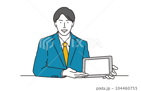 タブレットを使い説明をするビジネスマン 104460755