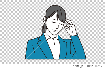 こめかみを押さえるビジネスウーマン こめかみを押さえるビジネスウーマン 104460757