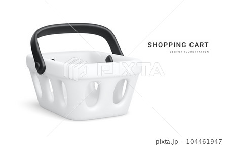 3d realistic shopping cart isolated on white background. Empty shopping basket. Vector illustration 104461947