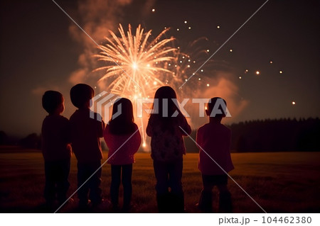 花火を見上げる子供3 AI生成画像 花火を見上げる子供3 AI生成画像 104462380