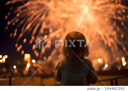 花火を見上げる子供 AI生成画像 花火を見上げる子供 AI生成画像 104462391
