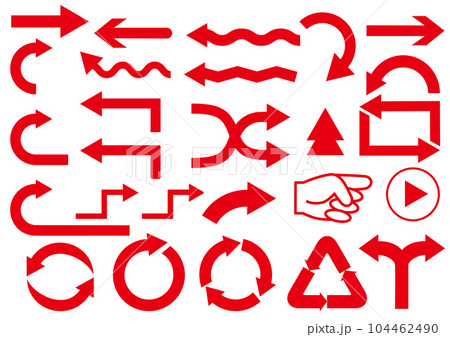 矢印マーク シンプルな赤い矢印のイラストセット アイコン素材 矢印マーク シンプルな赤い矢印のイラストセット アイコン素材 104462490