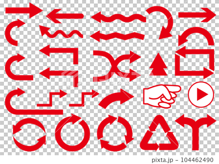 矢印マーク シンプルな赤い矢印のイラストセット アイコン素材 矢印マーク シンプルな赤い矢印のイラストセット アイコン素材 104462490