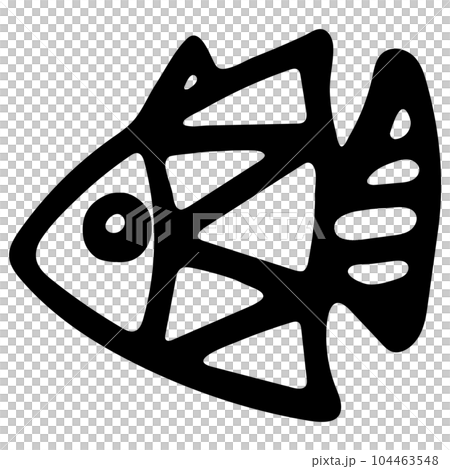 Hand Drawn Black and White Fish Icon Isolated on White Background. Simple Fish Illustration for Kid Coloring Book. Sea Food Illustration Symbol. Farm Element for Coloring Page. 104463548