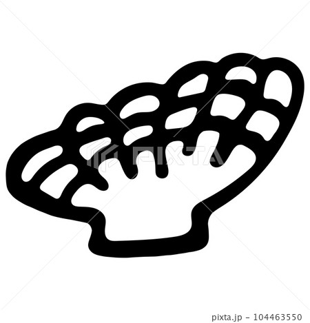 Hand Drawn Black and White Sea Shell on White Background. Seashell Isolated Icon for Kids Coloring Book. Sea Shell Coloring Page. Simple Flat Symbol of Sea Life. Wildlife Underwater Scallop Animal. 104463550